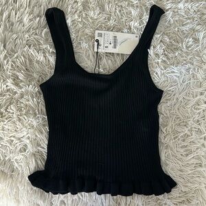 zara black crop top NWT